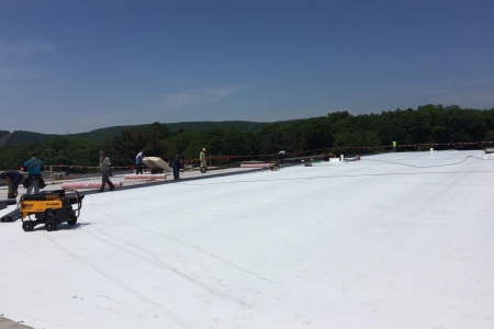 New GAF TPO roofing system for Manhattan Beer Distributors. Suffern, New York