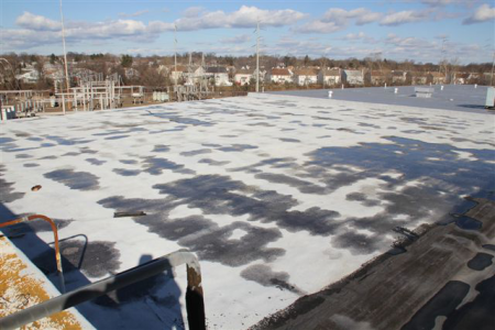 Installed fully adhered white TPO 60 mil roofing membrane, new edge metal detail, and all new drain inserts, Ivyland, PA Warehouse Roof